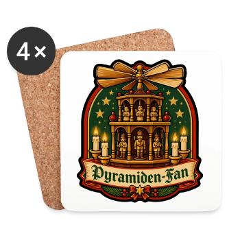 Weihnachtspyramide Pyramiden Fan Retro Badge Shirt - Untersetzer (4er-Set) - Weiß - Vorne