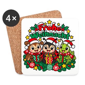 Weihnachts Insekten - Untersetzer (4er-Set) - Weiß - Vorne