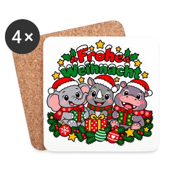 Weihnachts Wildtiere - Untersetzer (4er-Set) - Weiß - Vorne
