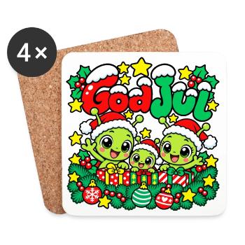 Frohe Weihnachten Aliens - Untersetzer (4er-Set) - Weiß - Vorne