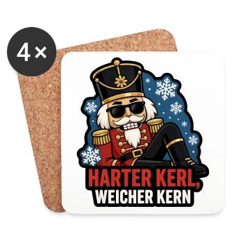 Harter Kerl weicher Kern Nussknacker Cool Shirt - Untersetzer (4er-Set) - Weiß - Vorne