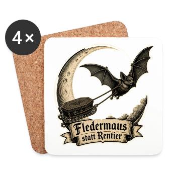 Fledermaus statt Rentier Gothic Weihnachten Shirt - Untersetzer (4er-Set) - Weiß - Vorne