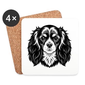 King Charles Spaniel Hundekopf - Untersetzer (4er-Set) - Weiß - Vorne