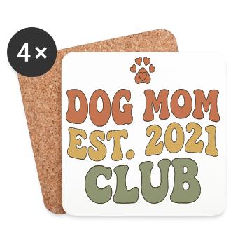 Dog Mom Club Est 2021 - Untersetzer (4er-Set) - Weiß - Vorne