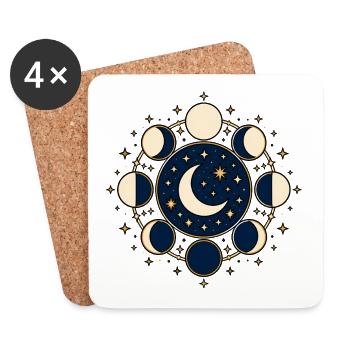 Mondphasen Kreis Sterne Astronomie Vektor Shirt - Untersetzer (4er-Set) - Weiß - Vorne