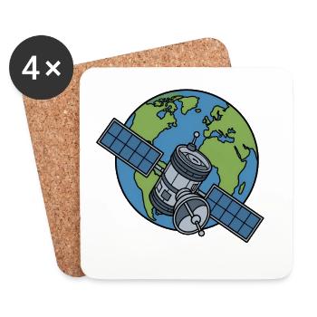 Satellit Orbit Erde Weltraum Sci-Fi Vektor Shirt - Untersetzer (4er-Set) - Weiß - Vorne