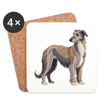 Irischer Wolfshund stehend - Untersetzer (4er-Set) - Weiß - Vorne