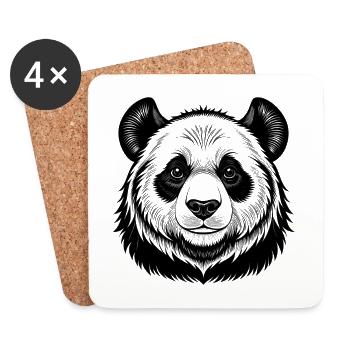 Pandakopf - Untersetzer (4er-Set) - Weiß - Vorne