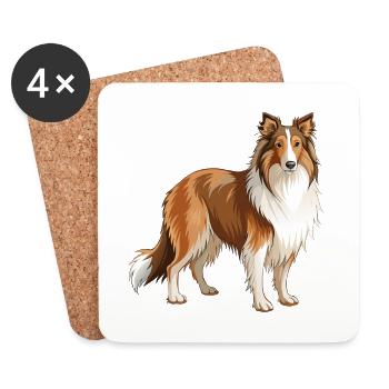 Collie Dog steht - Untersetzer (4er-Set) - Weiß - Vorne