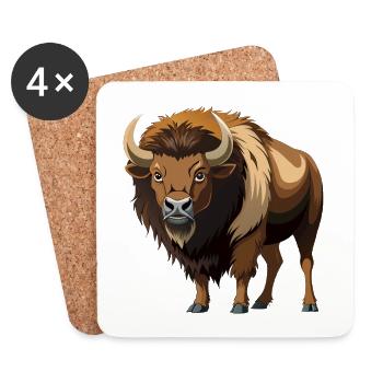 Amerikanischer Bison - Untersetzer (4er-Set) - Weiß - Vorne