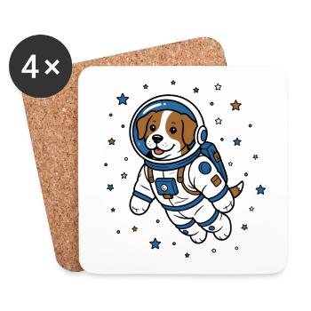 Hund Astronaut Helm Weltraum Hunde Vektor Shirt - Untersetzer (4er-Set) - Weiß - Vorne