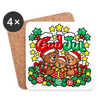 Fröhliche Weihnachten, liebe Bärenfamilie! - Untersetzer (4er-Set) - Weiß - Vorne