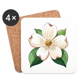 Hartriegelblume - Untersetzer (4er-Set) - Weiß - Vorne