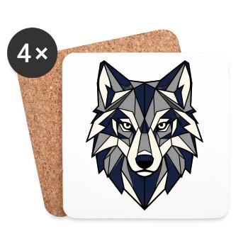 Geometrischer Wolf Kopf Dreiecke Vektor Shirt - Untersetzer (4er-Set) - Weiß - Vorne