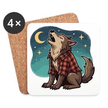 Werwolf im karierten Hemd - Untersetzer (4er-Set) - Weiß - Vorne
