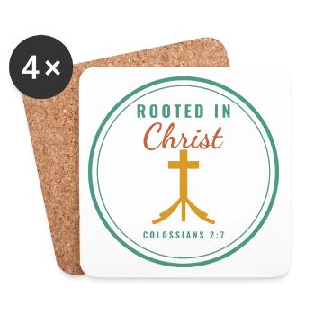 Rooted in Christ – Colossians 2:7 Christian - Untersetzer (4er-Set) - Weiß - Vorne