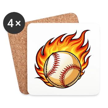 Flaming BaseBall - Untersetzer (4er-Set) - Weiß - Vorne