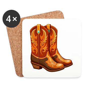 Cowgirl-Stiefel - Untersetzer (4er-Set) - Weiß - Vorne