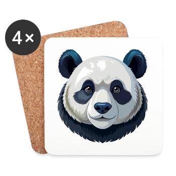 Pandakopf - Untersetzer (4er-Set) - Weiß - Vorne