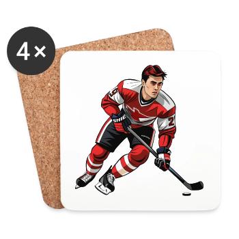 Eishockeyspieler - Untersetzer (4er-Set) - Weiß - Vorne