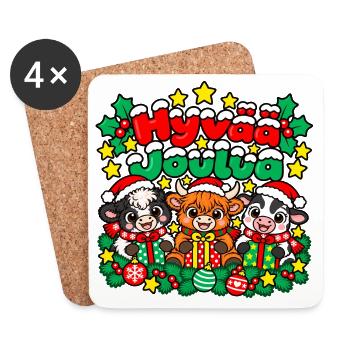 Frohe Weihnachten, süße Schweine - Untersetzer (4er-Set) - Weiß - Vorne