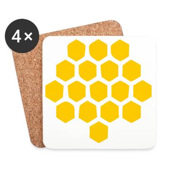 Bienenwabe Design Imker & Natur Geometric Geschenk - Untersetzer (4er-Set) - Weiß - Vorne