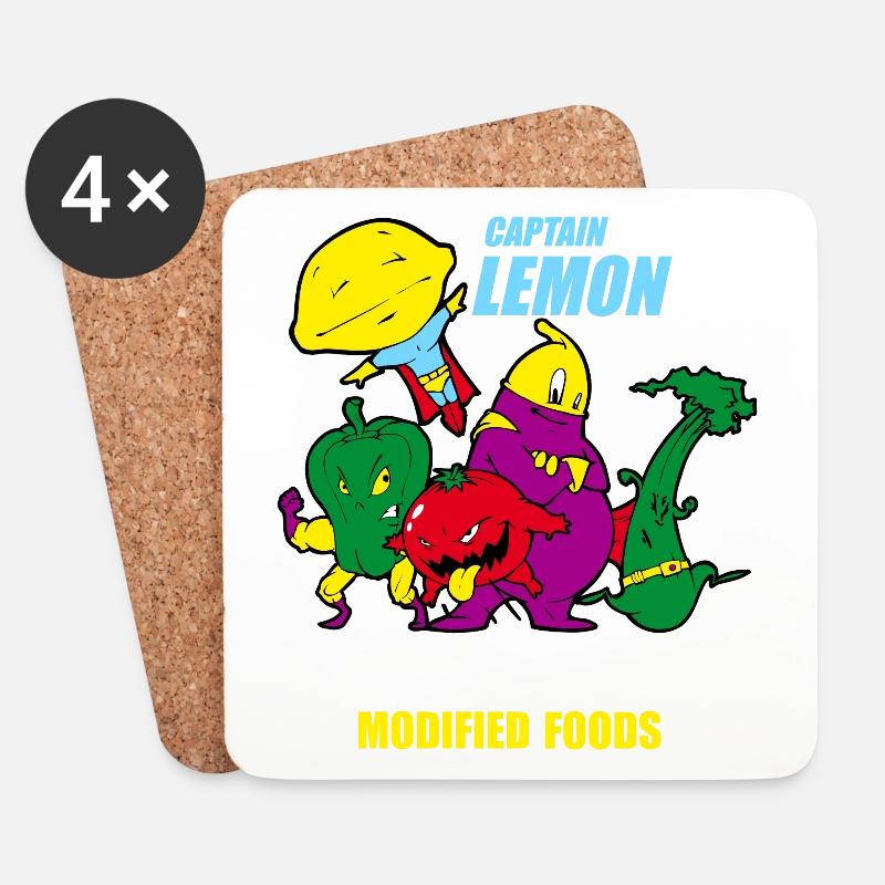 captain lemon an the genetically food - Untersetzer (4er-Set) - Weiß