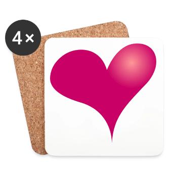 Heart II, Full Color Tee Design - Coasters (set of 4) - white - Front