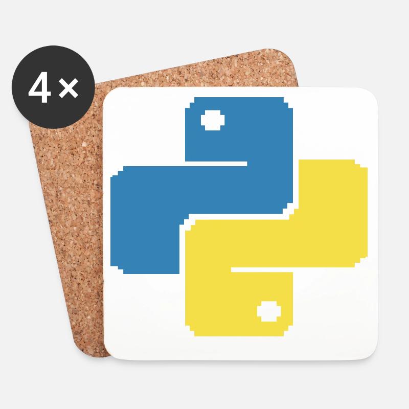 Python Pixelart - Untersetzer (4er-Set) - Weiß
