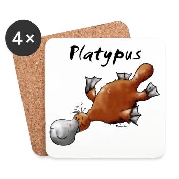 Cute platypus t-shirt design - Coasters (set of 4) - white - Front