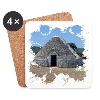 Les maisons trulli blanches d’Alberobello - Dessous de verre (lot de 4) - blanc - Devant