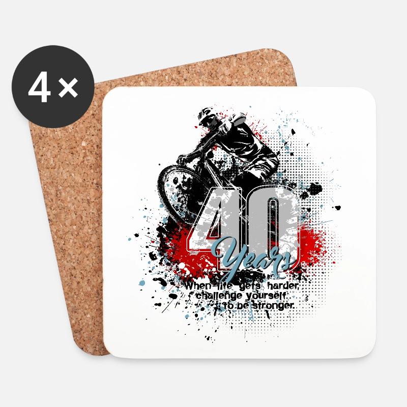 Mountain bike - 40. Geburtstag - Untersetzer (4er-Set) - Weiß