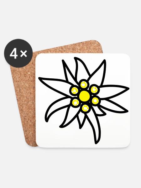 Edelweiss - Untersetzer (4er-Set) - Weiß