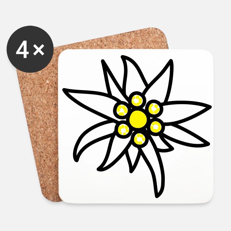 Edelweiss - Untersetzer (4er-Set) - Weiß