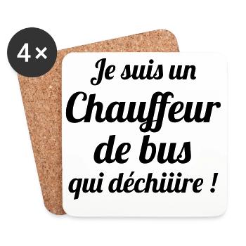 Bus Driver / Busfahrer / Autocar / Autobus / Job - Coasters (set of 4) - white - Front