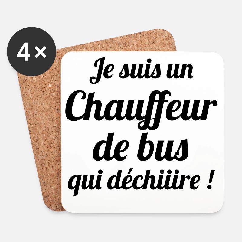 Bus / Busfahrer / Arbeit / Job - Untersetzer (4er-Set) - Weiß