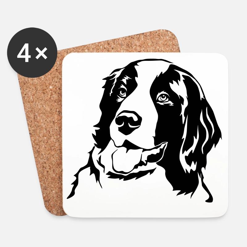 Landseer Kopf - Untersetzer (4er-Set) - Weiß