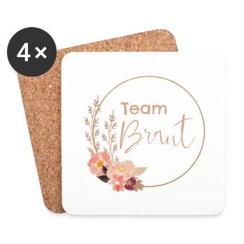 Team Braut - rosa Blumen - Untersetzer (4er-Set) - Weiß - Vorne