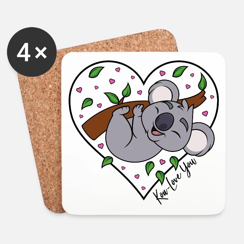 Koala Eukalyptus Herz Liebe Spruch Koa-Love You - Untersetzer (4er-Set) - Weiß