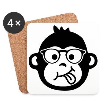 monkey affe brille emoji - Untersetzer (4er-Set) - Weiß - Vorne