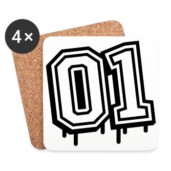 01 eins nummer 1 - Untersetzer (4er-Set) - Weiß - Vorne