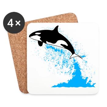 Orca, killer whale, killer whale, killer whale, sea - Coasters (set of 4) - white - Front