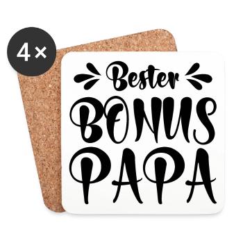 Bester Bonus Papa Vater Vatertag Stiefvater Spruch - Untersetzer (4er-Set) - Weiß - Vorne