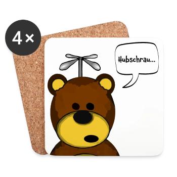 Hubschrauber Bär Hubschraubär - Untersetzer (4er-Set) - Weiß - Vorne