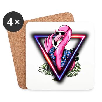 Flamingo Pink Sunglasses Summer Sun Cool - Coasters (set of 4) - white - Front