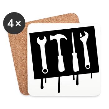 werkzeug symbol icon handwerker - Untersetzer (4er-Set) - Weiß - Vorne