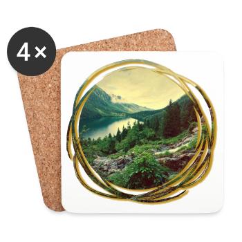 Natur Abenteuer Adventure Wald Berge Mountains See - Untersetzer (4er-Set) - Weiß - Vorne