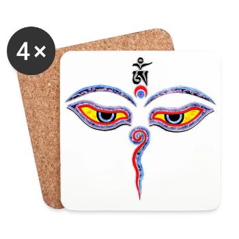 Wisdom Eyes Of Buddha - Bodhnath temple eyes 1 - Dessous de verre (lot de 4) - blanc - Devant