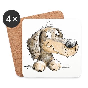 Joyeux teckel I Teckel I Chien - Dessous de verre (lot de 4) - blanc - Devant