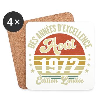 Des Années D'excellence Août 1972 Cadeau - Dessous de verre (lot de 4) - blanc - Devant
